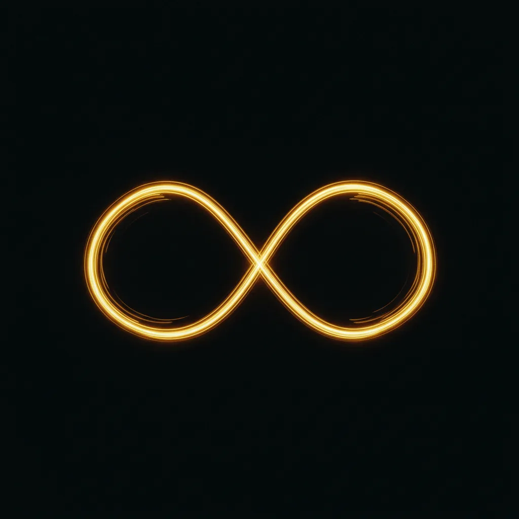 Une boucle continue de lumière dorée se croisant une fois au centre, la lumière circulant dans les deux lobes.